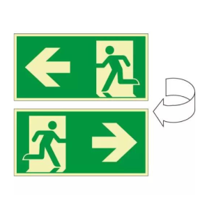 PERMALIGHT® power Rettungszeichen: Rettungsweg rechts/links mit Pfeil, ASR/ISO, doppelseitig, Kunststoff lang nachleuchtend, 300 x 150 mm, 1 Stück