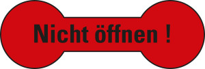 Sicherheitssiegel: Nicht öffnen!, leuchtrot-schwarz, Papier selbstklebend, 60 x 20 mm, 12 St./Bogen