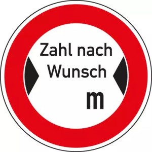 Verkehrszeichen Nr. 264 Verbot für Fahrzeuge mit Breite nach Wunsch, Aluminium reflektierend, Ø 420 mm, 1 Stück