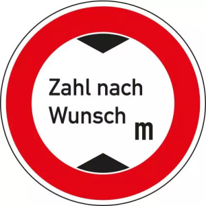 Verkehrszeichen Nr. 265 Verbot für Fahrzeuge mit Höhe nach Wunsch, Aluminium reflektierend, Ø 420 mm, 1 Stück