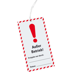 Wartungsanhänger Außer Betrieb!, Kunststoff inkl. Kabelbinder, 76 x 147 mm, 10 St./Verpackungseinheit