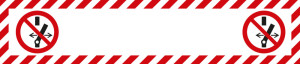 Wartungsaufkleber ohne Text, Piktogramm Schalten verboten nach ASR/ISO, weiß, Folie selbstklebend, 70 x 15 mm, 10 St./Bogen