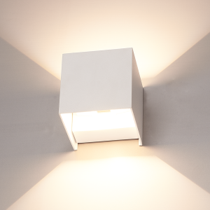 HOFTRONIC Kansas Dimmbare LED Wandleuchte Würfel - 6W - 3000K warmweiß - Up & Down Licht - IP65 wasserdicht - Weiß - Für Bad, Innen & Außen