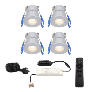 HOFTRONIC Set mit 4 Milano Einbaustrahler 12V - IP65 wasserdicht - 2700K warmweiß - 3 Watt 200 Lumen - Edelstahl - Wandleuchte - Dimmbar