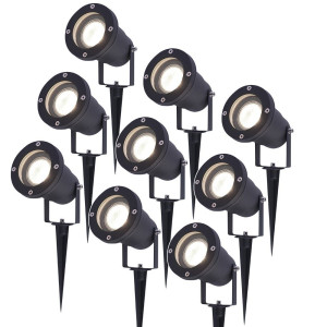 HOFTRONIC Set van 9 LED prikspots - 4 Watt 345 Lumen - Dimbaar - Kantelbaar - 4000K neutraal wit - GU10 - IP64 Waterdicht - Zwart - Tuinspots