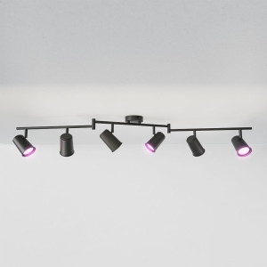 HOFTRONIC SMART Riga - LED smart plafondlamp - 6 spots - 30 Watt 2400 Lumen -  Draaibaar en kantelbaar - GU10 - RGBWW - Wifi + Bluetooth - Google