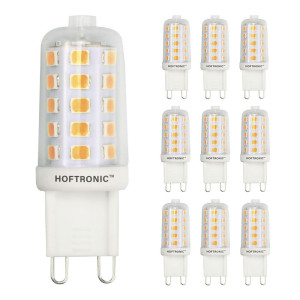HOFTRONIC 10x G9 LED Lampe - 3W 300lm - 6500K tageslichtweiß - 230V - Ersetzt 30 Watt - G9 Fassung - Stiftlampe - Stiftsockellampe