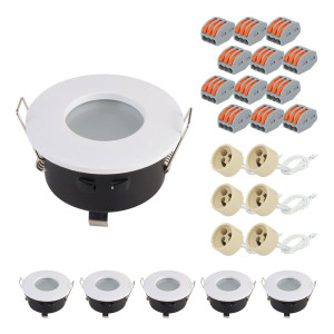 HOFTRONIC 6er Set Raval - LED Einbaustrahler - Durchmesser 83mm - GU10 Fassung - Rund - IP44 für Bad und Außenbereich - Weiß
