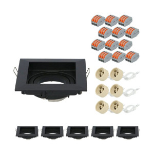 HOFTRONIC 6er Set Altos LED Einbaustrahler - Schwenkbar Armatur - 10x10 cm - Eckig - GU10 Fassung - IP20 für den Innenbereich - Schwarz