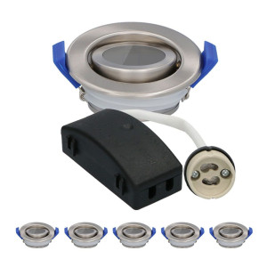 HOFTRONIC Set van 6 Peru LED Inbouwspots - Kantelbaar armatuur - Diameter 85mm - GU10 Fitting incl. lamphouder - IP65 voor badkamer en buiten - Rond -