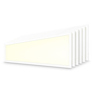 HOFTRONIC Set van 6 LED panelen - 30x120cm - 36 Watt 4320 lumen (120lm/W) - 3000K warm wit - Flikkervrij - UGR22 - IP20 voor binnen - 50.000 branduren