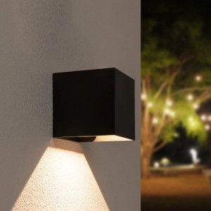 HOFTRONIC Kansas Solar LED wandlamp XL - Kubus downlight - Incl. Bewegingssensor en schemerschakelaar - 3000K warm wit - IP54 waterdicht - Monocrystal