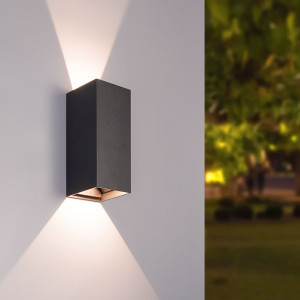 HOFTRONIC Miles S LED wandlamp - up en down light - 3000K warm wit- 10 Watt 820 lumen - IP65 waterdicht - Zwart - buitenverlichting