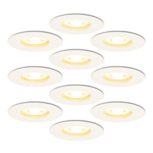 HOFTRONIC 10x Bari Einbaustrahler - 4 Watt 345 Lumen - 2700K warmweiß - Dimmbar - IP65 - Weiß - für Innen und Außen - GU10 Fassung