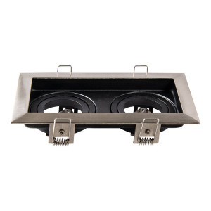 HOFTRONIC Durham Dubbel LED Inbouwspot - Kantelbaar armatuur - 10x18 cm - GU10 Fitting incl. lamphouder - Vierkant - IP20 voor binnen - RVS