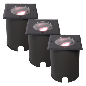 HOFTRONIC SMART 3er Set Cody - Smart LED Bodeneinbaustrahler - IP67 wasserdicht - 5,5 Watt 345 Lumen - Schwenkbar - Befahrbar - Quadratisch - Wifi +