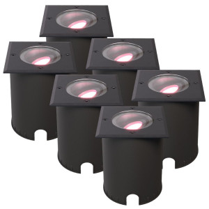 HOFTRONIC SMART 6er Set Cody - Smart LED Bodeneinbaustrahler - IP67 wasserdicht - 5,5 Watt 345 Lumen - Schwenkbar - Befahrbar - Quadratisch - Wifi +