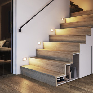 HOFTRONIC 4er Set Dillon - LED Wandeinbauleuchten - 3 Watt 340 Lumen - 3000K warmweiß - IP54 wasserdicht - Für innen und außen - Edelstahl