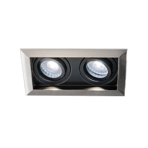 HOFTRONIC Durham - LED Inbouwspot - 8 Watt 690 Lumen - 6500K Daglicht wit - Dubbel - GU10 - Kantelbaar - Verzonken - IP20 voor binnen - Rechthoek -