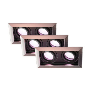 HOFTRONIC SMART 3er-Set Durham Smart Home Einbaustrahler Doppel Edelstahl - GU10 4,5 Watt 350 lumen - RGB + WW - Wifi + BLE - Schwenkbar - IP20 für