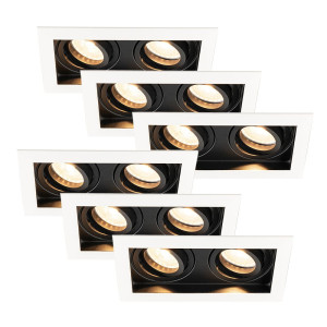 HOFTRONIC 6er-Set Durham - LED Einbaustrahler - Schwenkbar - 4 Watt 345 lumen - 2700K warmweiß - GU10 - Dimmbar - Viereckig - IP20 für Innenbereich -