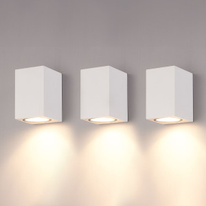 HOFTRONIC Set van 3 Marion - LED Wandlampen - 4 Watt 345 lumen - 2700K Warm wit - GU10 - Dimbaar - IP65 Waterdicht - Voor binnen en buiten - Wit