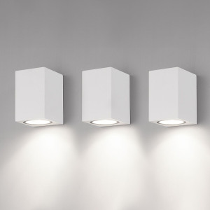 HOFTRONIC Set van 3 Marion - LED Wandlampen - 4 Watt 345 Lumen - 6500K Daglicht wit - GU10 - Dimbaar - IP64 Waterdicht - Voor binnen en buiten - Wit