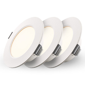 HOFTRONIC Set mit 3 Georgia LED Einbaustrahler - 3W 300lm - Rund - 2700K - 91 mm - IP20 - Weiß