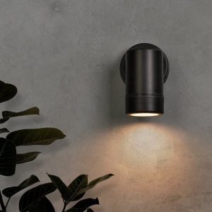 HOFTRONIC Otey - LED Wandlamp Zwart - GU10 Excl. Lichtbron - IP44 waterdicht voor binnen en buiten - Downlight - 3 jaar garantie - Polycarbonaat