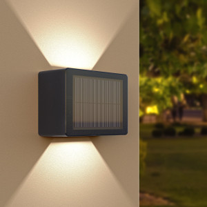 HOFTRONIC Louis - Solar Wandleuchte Up & Down - 3000K warmweiß - IP65 Wasserdicht - Schwarz - Einstellbarer Abstrahlwinkel