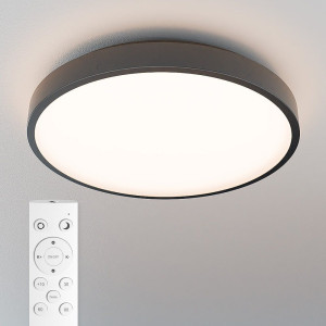 HOFTRONIC LED-Deckenleuchte Schwarz - IP44 wasserdicht - 24W 2600 Lumen (108lm/w) - CCT-Lichtfarbe einstellbar (3000K, 4000K & 6500K) - Inkl.