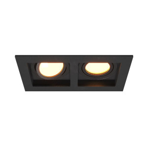 HOFTRONIC Fresno Doppel-Einbaustrahler - Rechteck - 2x GU10 - 2700K warmweiß - 8 watt 690 lumen - Schwenkbar - IP20 staubdicht- Schwarz