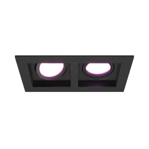 HOFTRONIC SMART Fresno Dubbele Inbouwspot - Rechthoek - 2x GU10 - RGBWW 16,5 miljoen kleuren - 11 Watt 690 lumen - Kantelbaar - IP20 stofdicht - Zwart