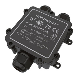 HOFTRONIC Abzweigdose IP68 Wasserdicht - 130x80x36mm - 3 Eingänge - für 2- und 3-adrige Kabel (4-12mm) - Verteilerdose
