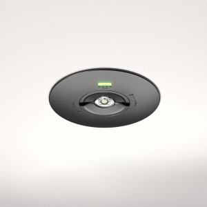 HOFTRONIC Locus - LED Einbaustrahler Notbeleuchtung Schwarz - 2 Watt 300 Lumen - austauschbare Linse - IP20 für Innenräume - 3-Stunden (3300mAh) -