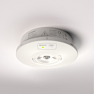HOFTRONIC Fuga - LED Opbouwspot Rond Noodverlichting Wit - 3 Watt 280 Lumen - Verwisselbare lens - IP65 waterdicht - 3 uur noodaccu (3300mAh)- 6500K