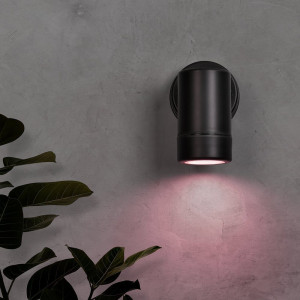 HOFTRONIC Otey - Smart LED Wandlampe Schwarz - Downlight - GU10 5,5 Watt 345 Lumen - RGB WW - Wifi/Bluetooth - IP44 wasserdicht - Für innen & außen -
