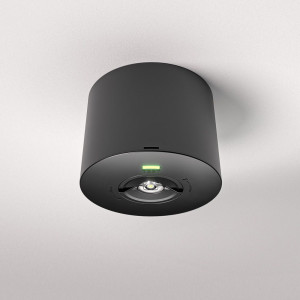 HOFTRONIC Locus - Noodverlichting opbouwspot zwart - 2 Watt 300 Lumen - 6000K daglicht wit - IP20 stofdicht - Met autotest functie