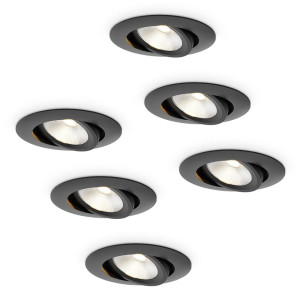 HOFTRONIC 6x Lugo LED Einbaustrahler - Schwarz - Dimmbar - 5 Watt 450 Lumen - 2700K Warmweißes Licht - Schwenkbar - IP65 - Für Innen & Außen