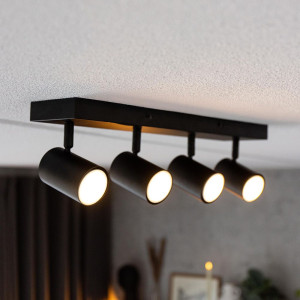 HOFTRONIC Lark - LED-Deckenleuchte - 4 Spots - ohne GU10-Spots - schwenkbar und drehbar - dimmbar - IP20 staubgeschützt - schwarz