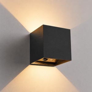HOFTRONIC Kansas Akku-Wandleuchte - Schwarz - IP44 Innen & außen - 3000K warmweißes Licht - Up & Down - USB-aufladbare Wandleuchte - großer Akku -