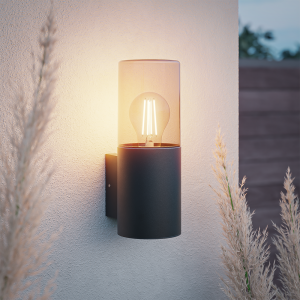 HOFTRONIC Blaze - LED Wandleuchte - Up light - E27 Fassung - IP44 Wasserdicht - Rauchglas