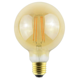 HOFTRONIC LED-Glühlampen E27 - 9 Watt 950 Lumen - G95-Form - 2200K Warmweißes Licht - Dimmbar - Bernsteinfarbenes Glas