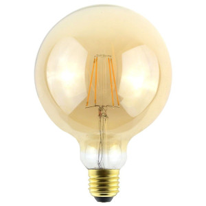 HOFTRONIC LED Filament lamp E27 - 9 Watt 950 Lumen - G125 Vorm - 2200K Warmwit licht - Dimbaar - Amber glas