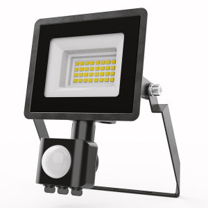 HOFTRONIC Stratos - LED Fluter mit Bewegungsmelder - 10 Watt 735 Lumen - 4000K Neutralweißes Licht - IP65 Wasserdicht - 15cm Kabel