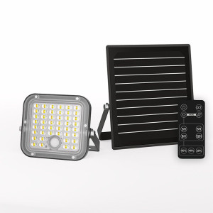 HOFTRONIC Vega LED Solar Wandlamp buiten met bewegingssensor - Incl. Schemersensor - Los zonnepaneel - Schijnwerper, breedstraler - IP65 waterdicht -