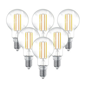 HOFTRONIC 6er-Set Smart WiFi LED-Glühlampe - E14 Fassung - 4,9 Watt 470 Lumen - P45 - E14-Fassung - Silberfassung - 1800-3000K dimmbar - Smart Light