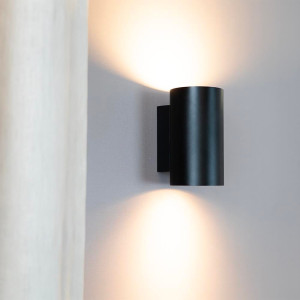 LUSENZ Giove nero - Zylindrische Wandleuchte mit mattschwarzer Beschichtung - Up- und Downlight