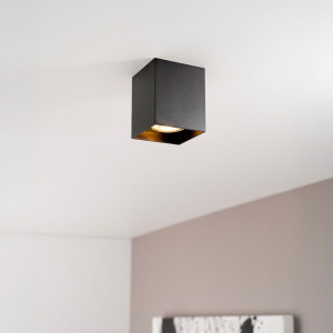 LUSENZ Astra nero - Würfelförmiger Aufbaustrahler in komplett mattschwarzem Design mit Einzellichtquelle