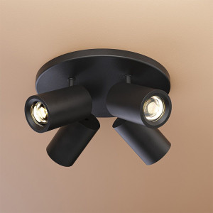 HOFTRONIC Madona - LED Plafondlamp - 4 spots - Excl. GU10 Fitting - Kantelbaar & Draaibaar - Rond - Aluminium